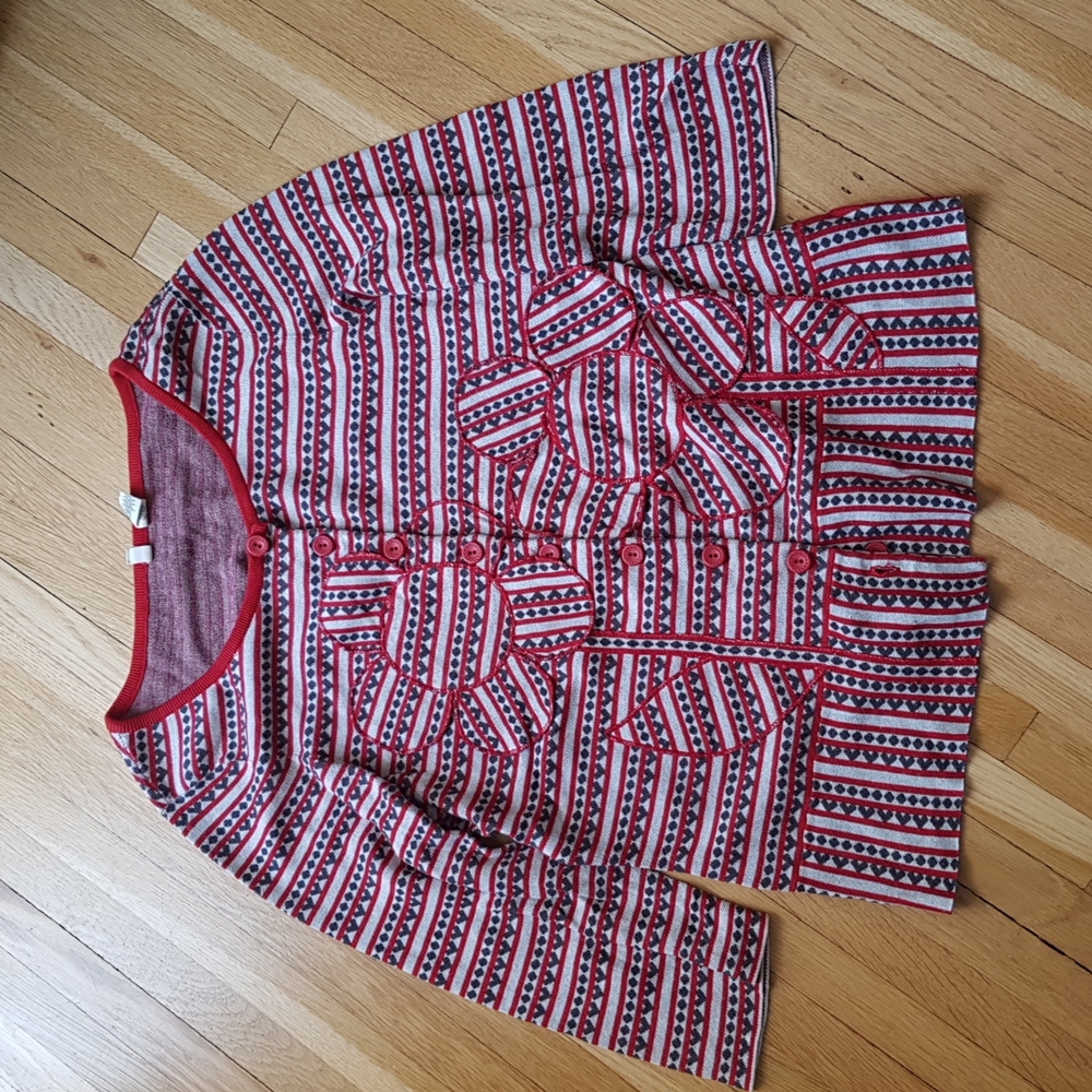 NWOT Anthologies flower appliques   cardigan Sz. L